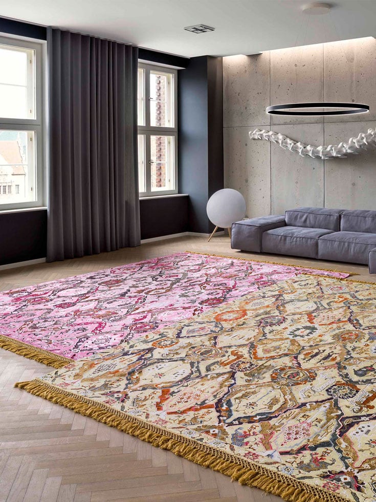 KavaBagh Pink Hand-Woven Rug ☞ Size: 300 x 400 cm