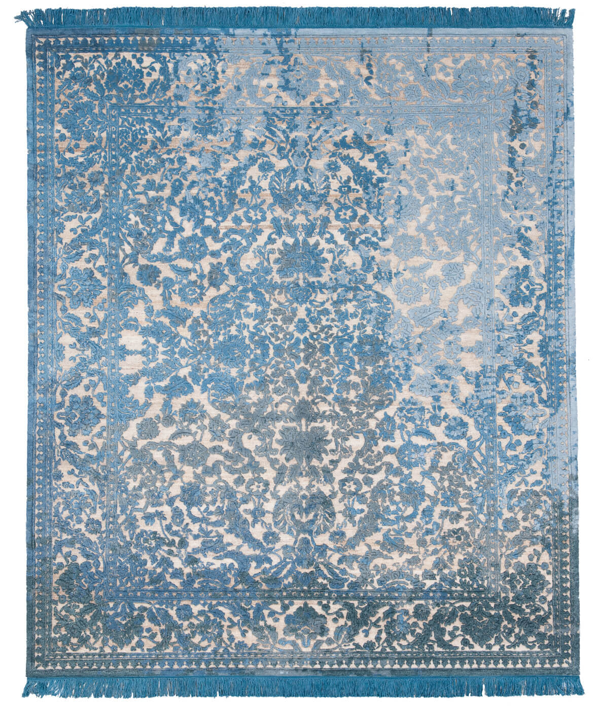 Medallion Hand-Knotted Blue Rug