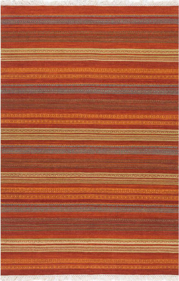 Wool Flat Weave Kilim Stripes Sitap Rug Col. 