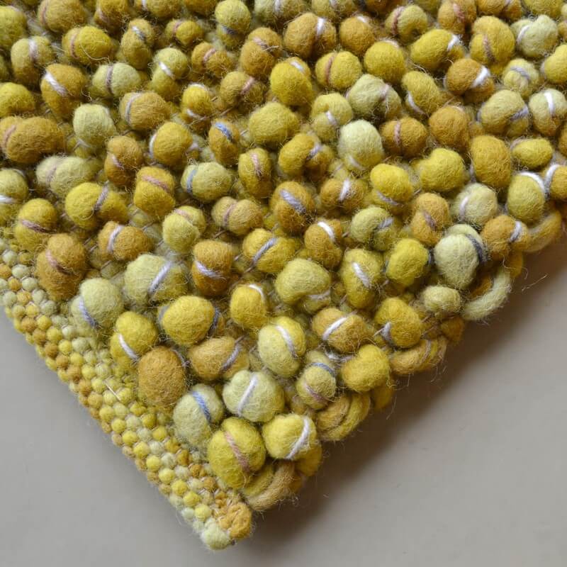 Handwoven Yellow Wool / Jute Rug ☞ Size: 140 x 200 cm