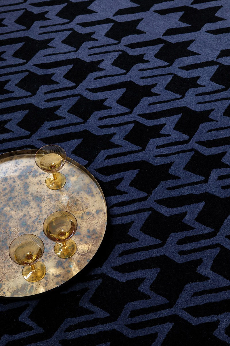 Houndstooth Dark Blue Designer Rug