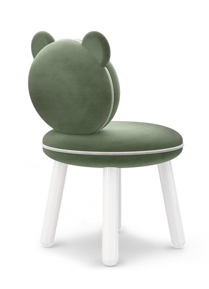 Fluffy Bear Green Kids Chair