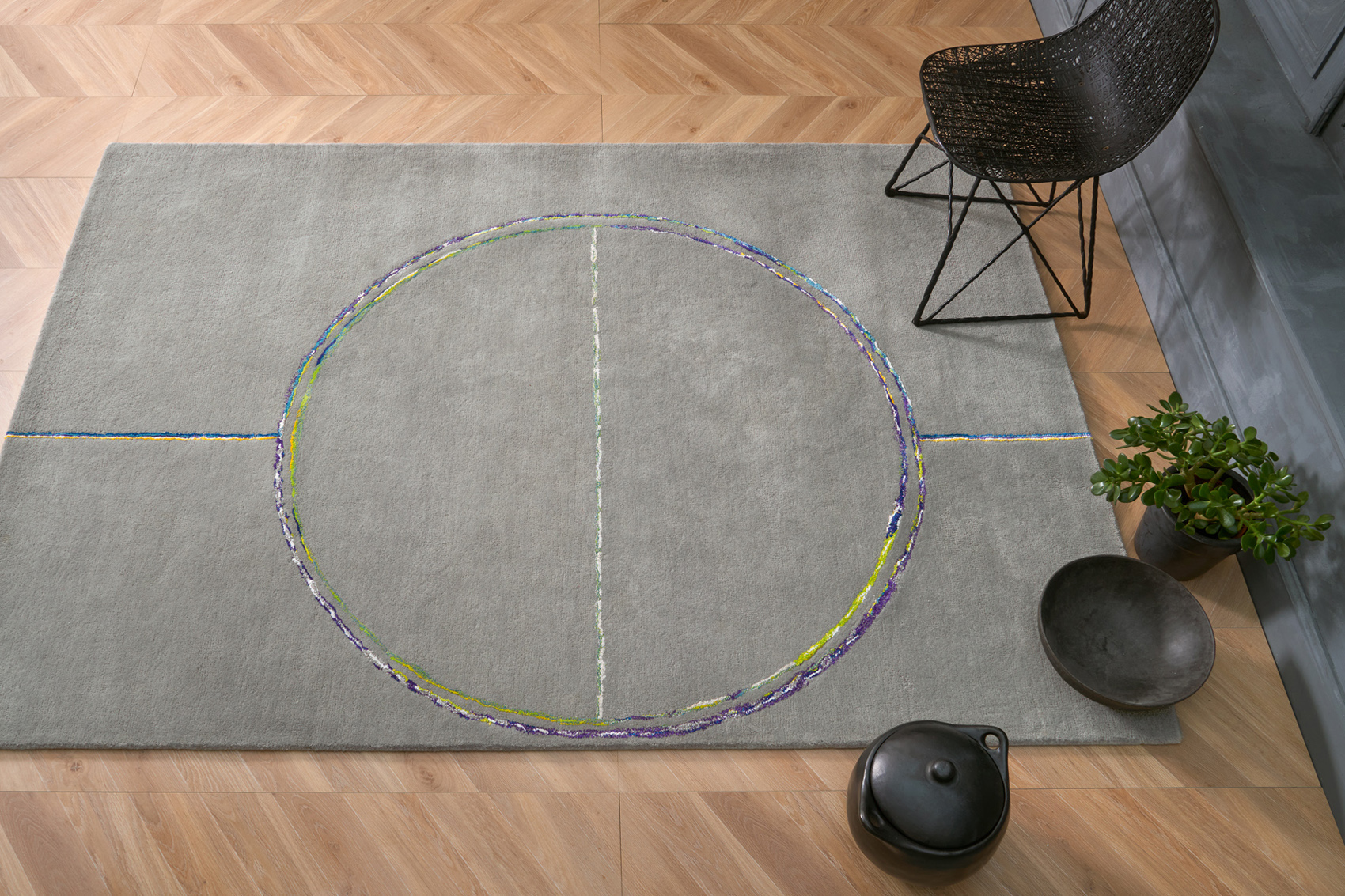 Circle Wool / Viscose Hand-Tufted Rug