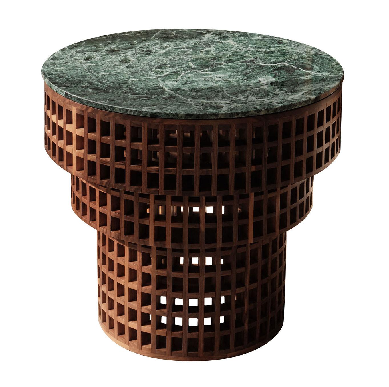 Walnut & Marble Side Table