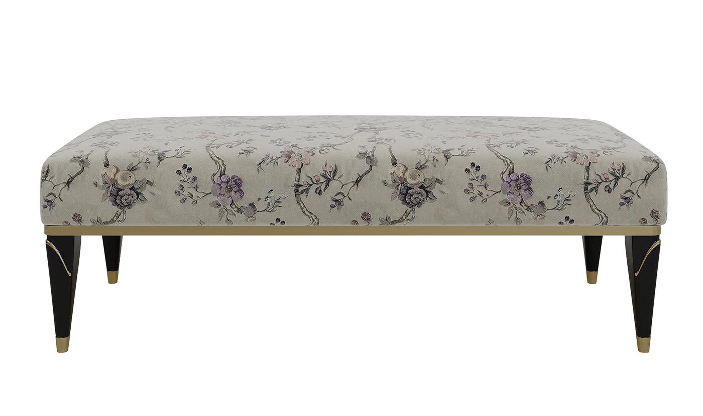 Floral Upholstered Bench
