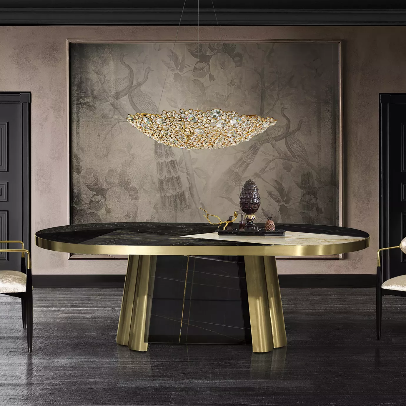 Decovita Black & Gold Granite Dining Table
