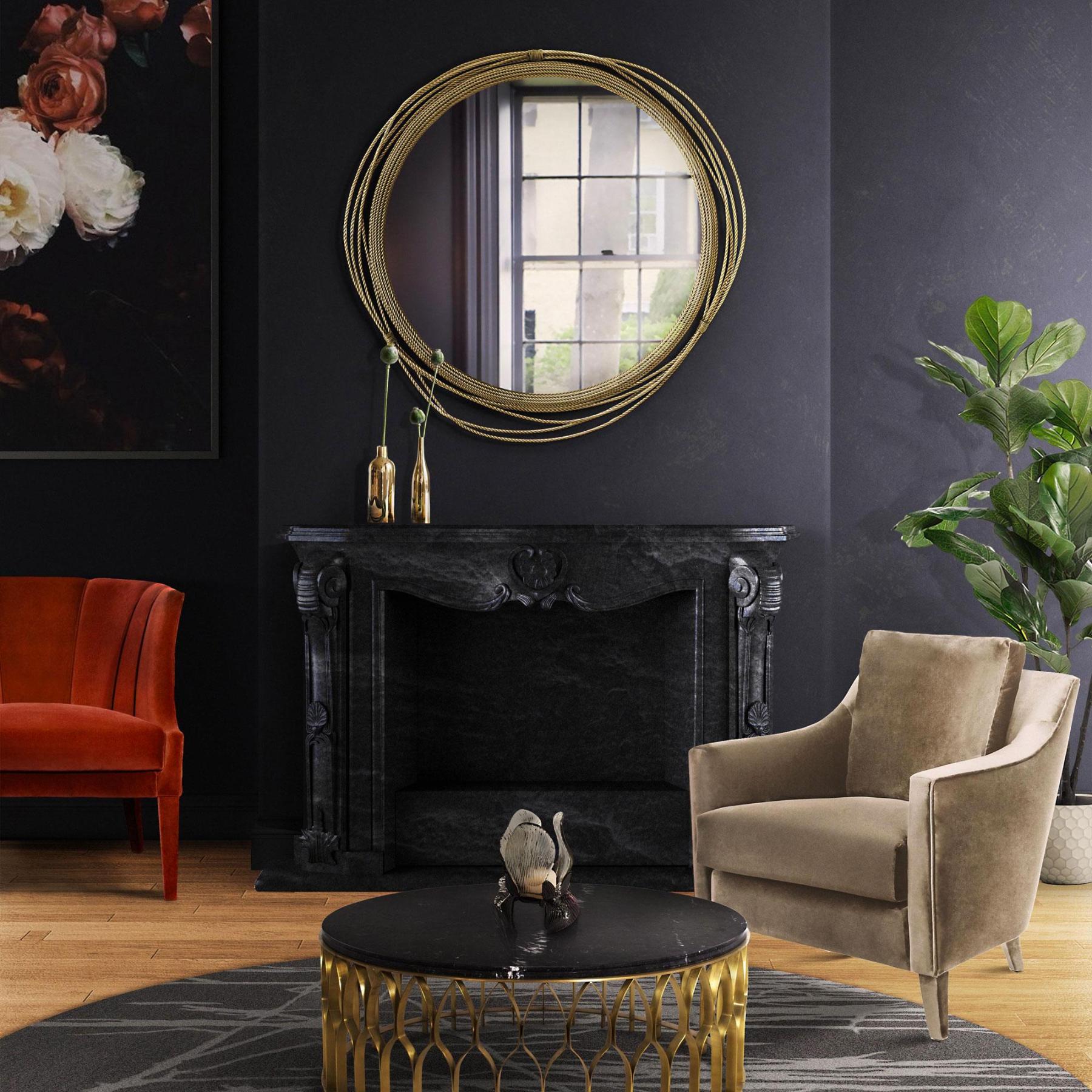 Round Brass Wall Mirror