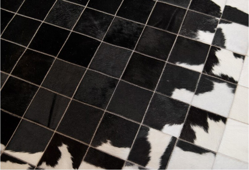 Mosaic Cowhide Black & White Rug