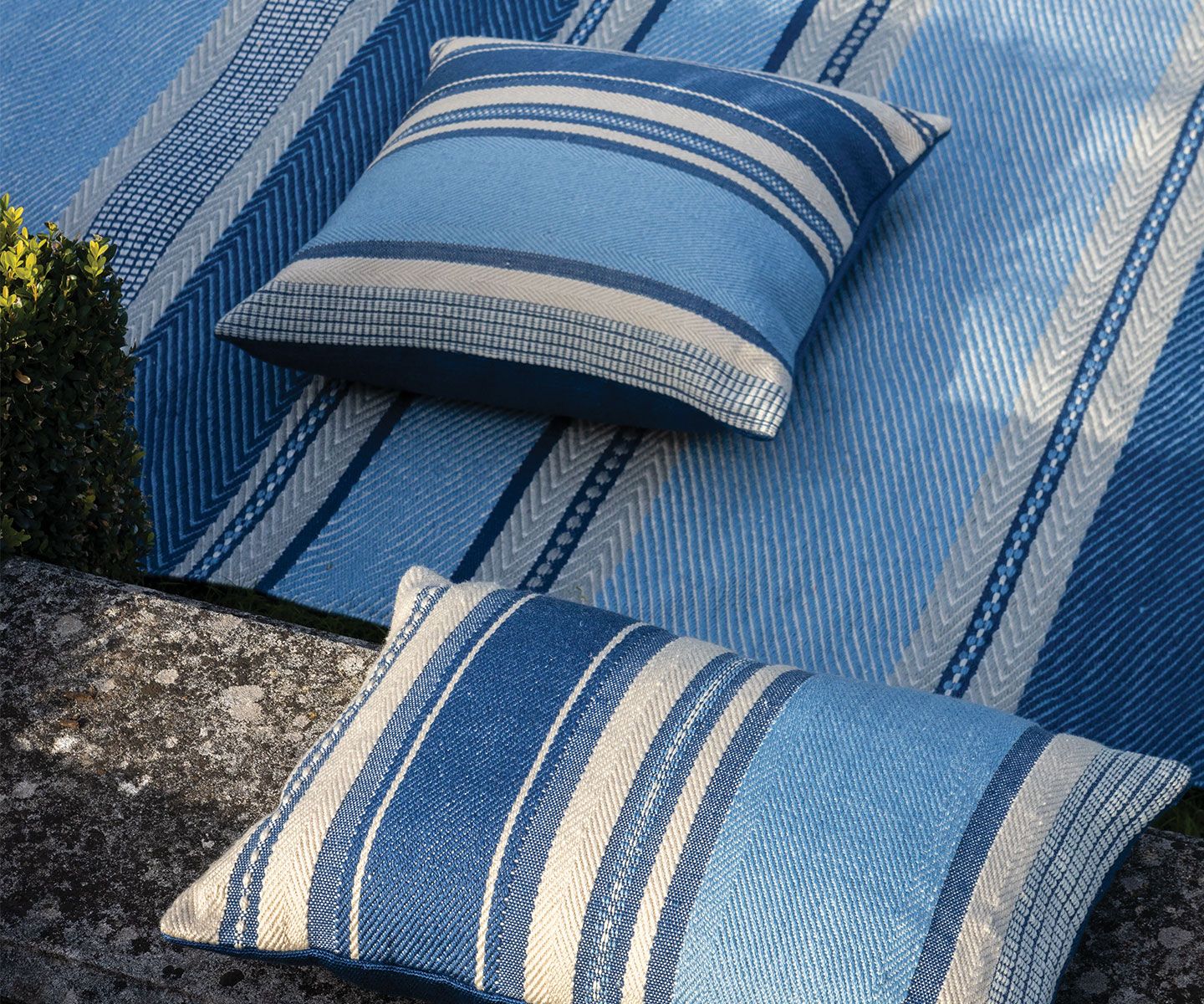 Striped Outdoor Blue Rug