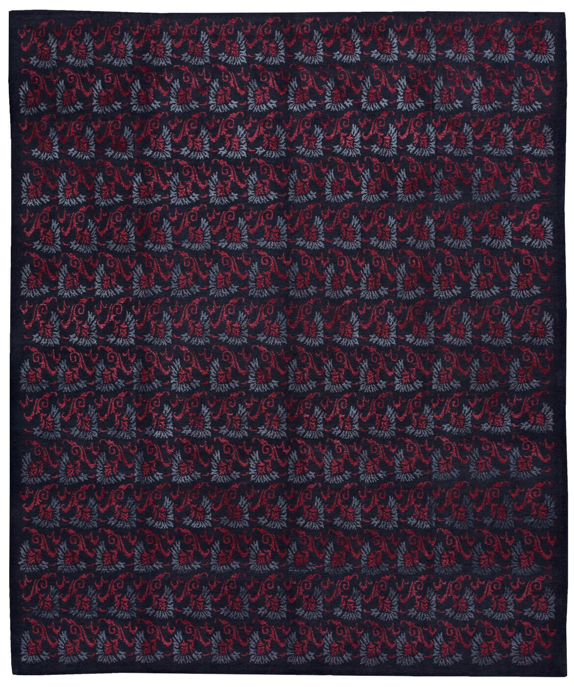 Hand-Woven Boteh Blue Red Rug