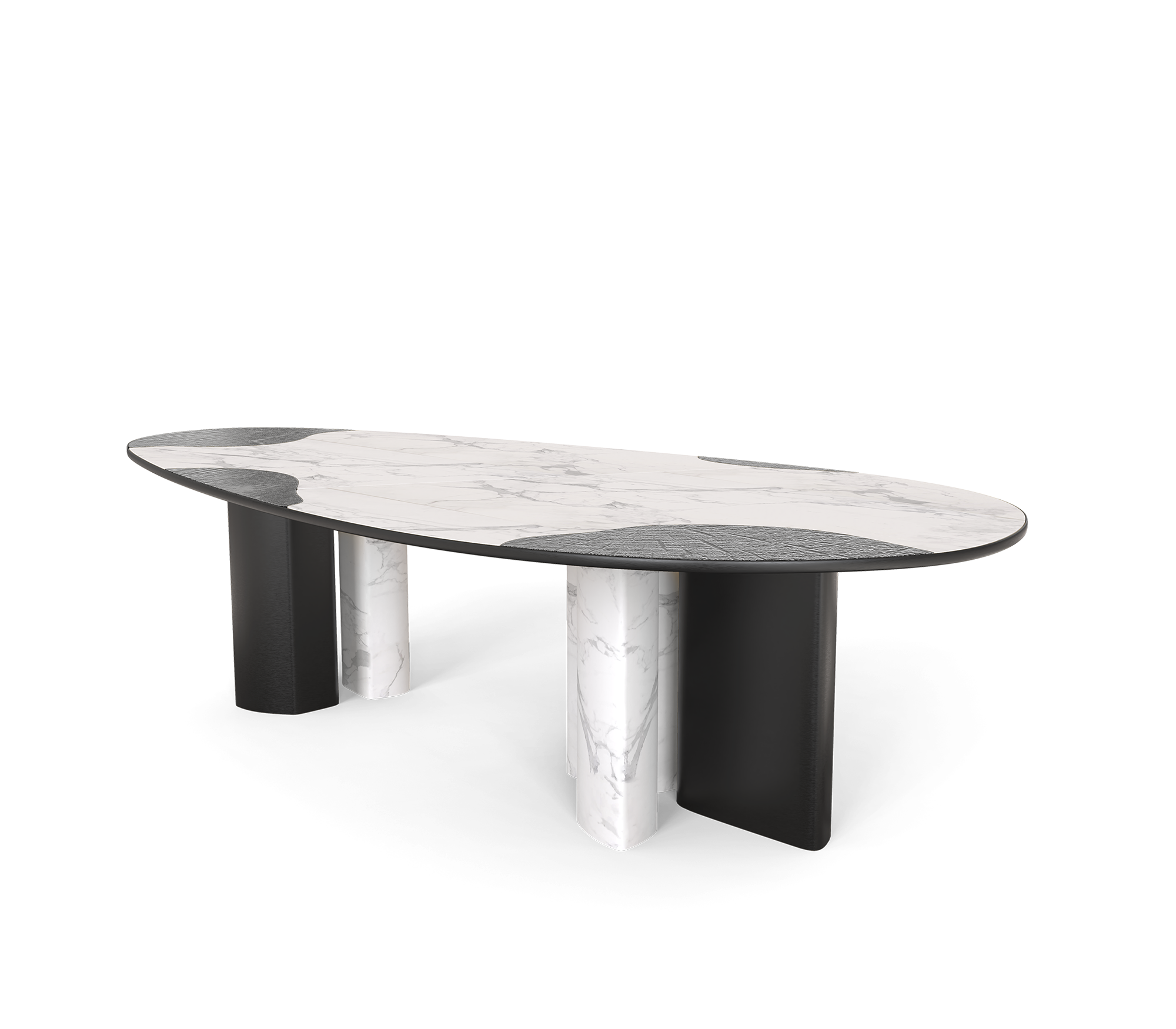 Athena Carrara Marble & Onyx Dining Table