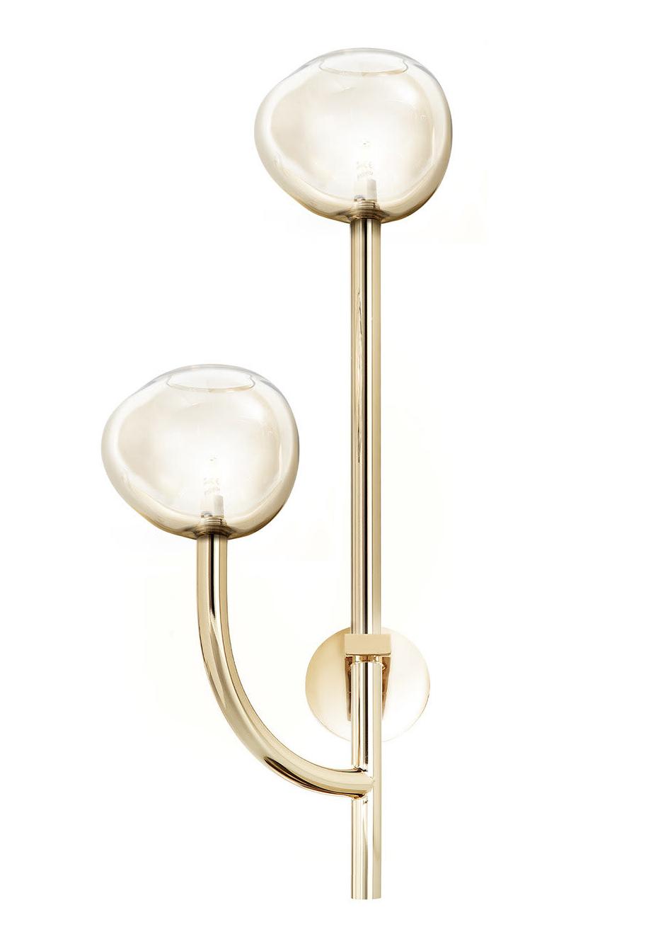 Honey Glass 2-Light Wall Lamp Soft Gold Finish