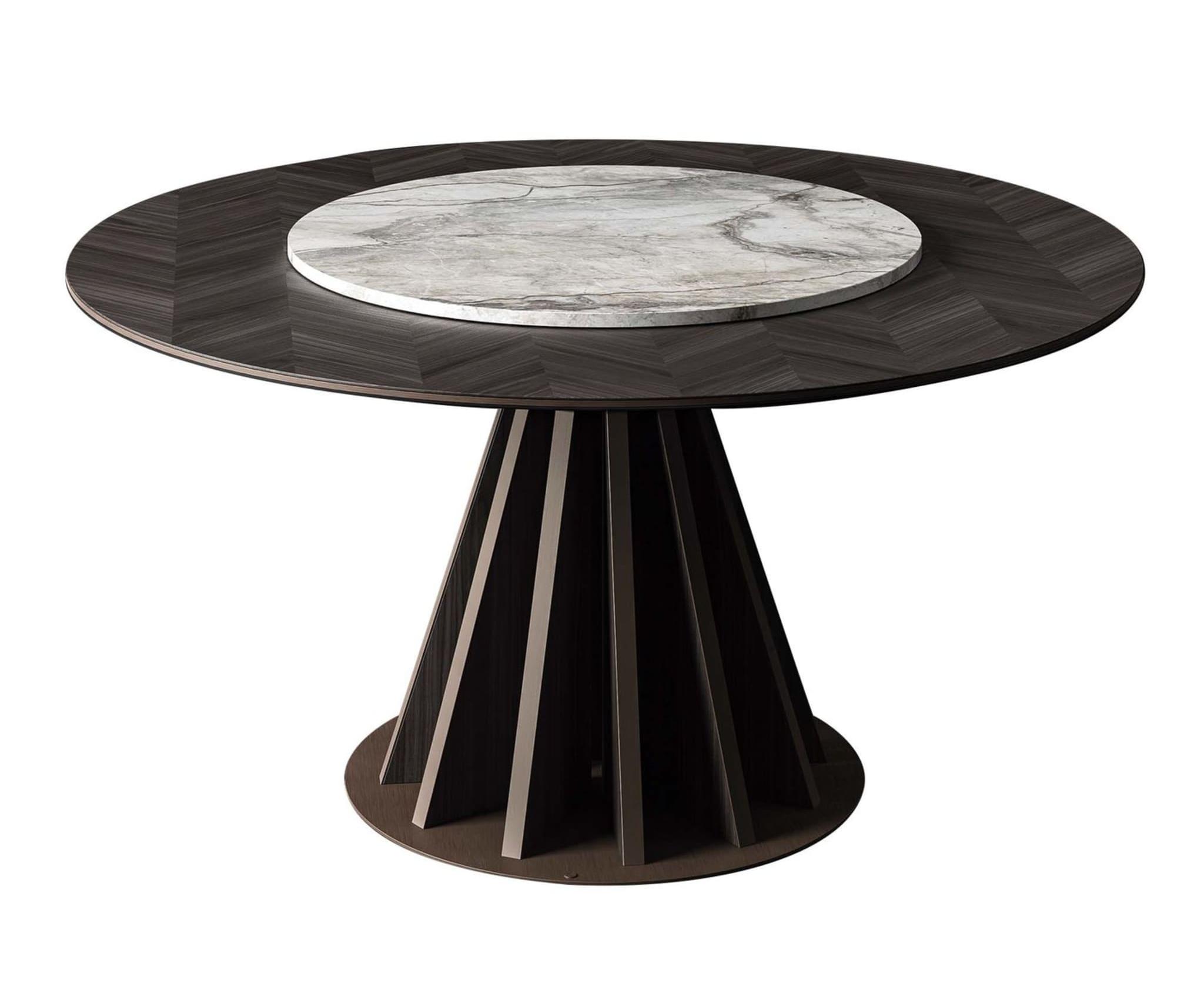 Marble & Wood Round Dining Table