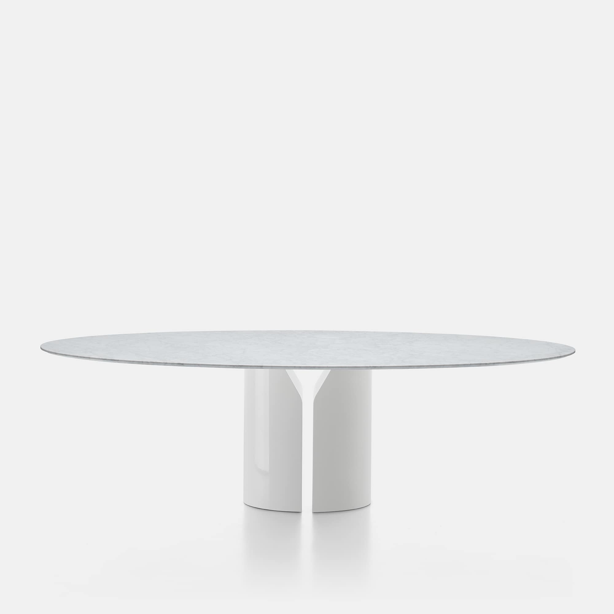 NVL Premium Italian Table ☞ Structure: Matt/Gloss White Lacquered Base ☞ Top: Marquinia Matt/Gloss Black Marble
