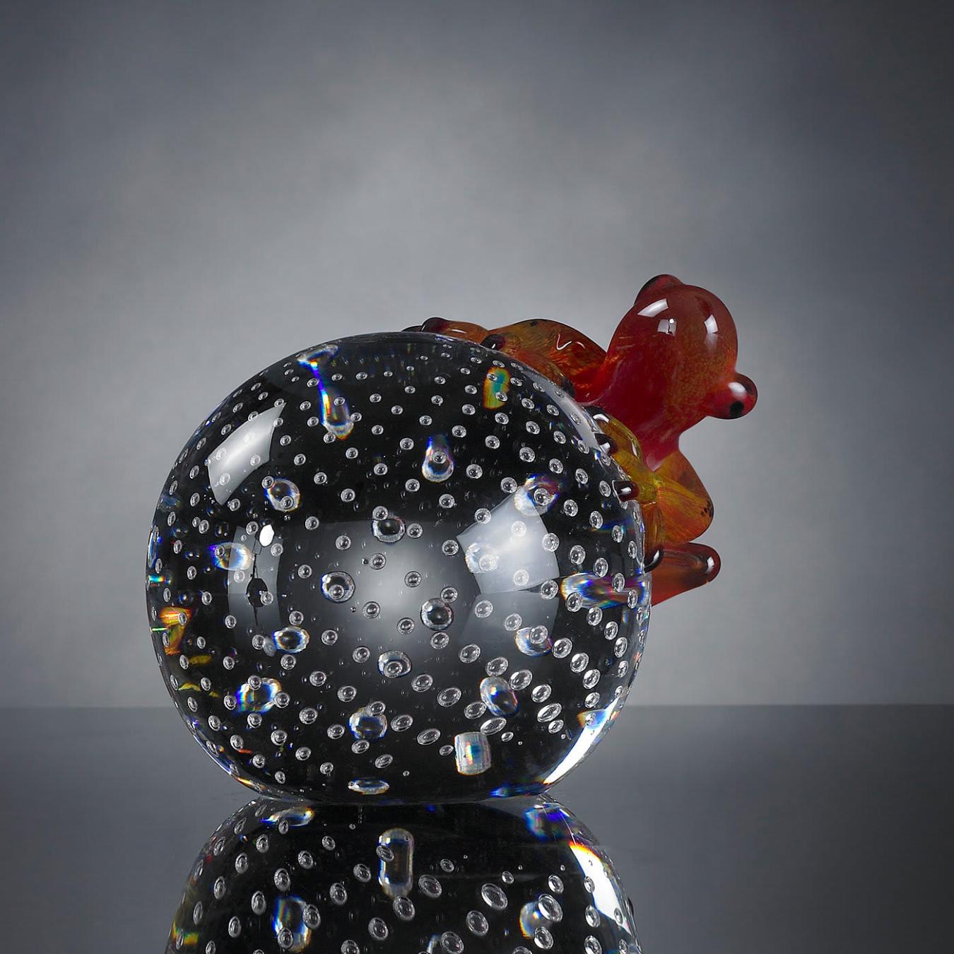 Red Frog on Sphere Figurine