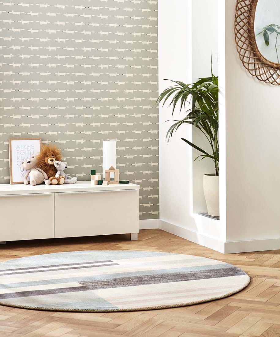 Straight Lines Handloom Wool Circle Rug