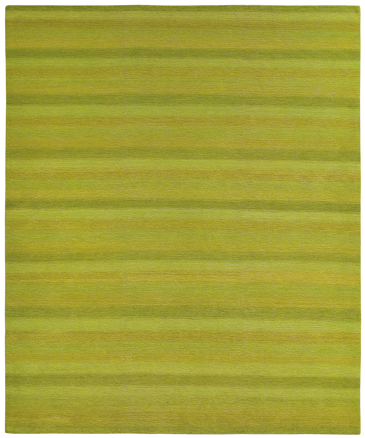 Olive Green Striped Hand-Knotted Rug