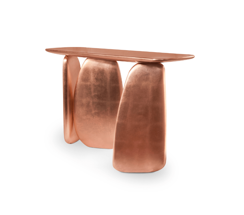 Sculptural Copper Console Table