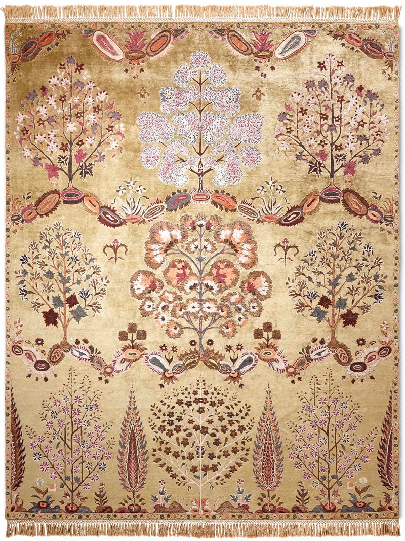 Mughal Yellow Hand-Woven Rug