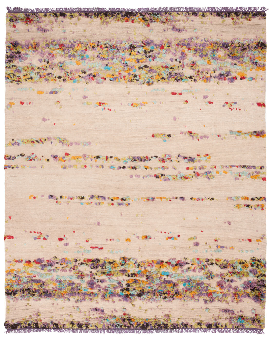 Hand-knotted Wool & Silk Multicolour Rug