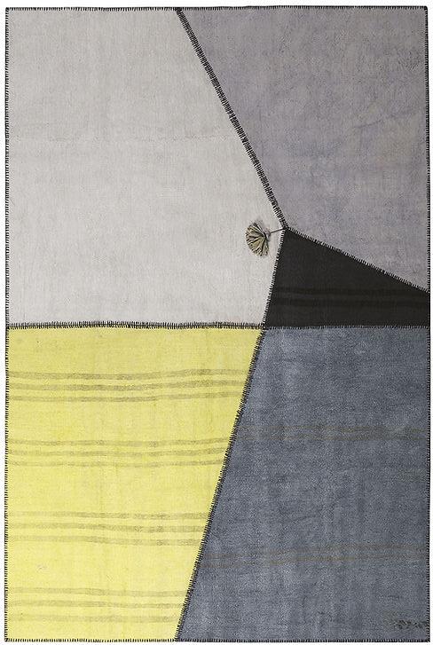 Patchwork Hemp Grey / Yellow Rug