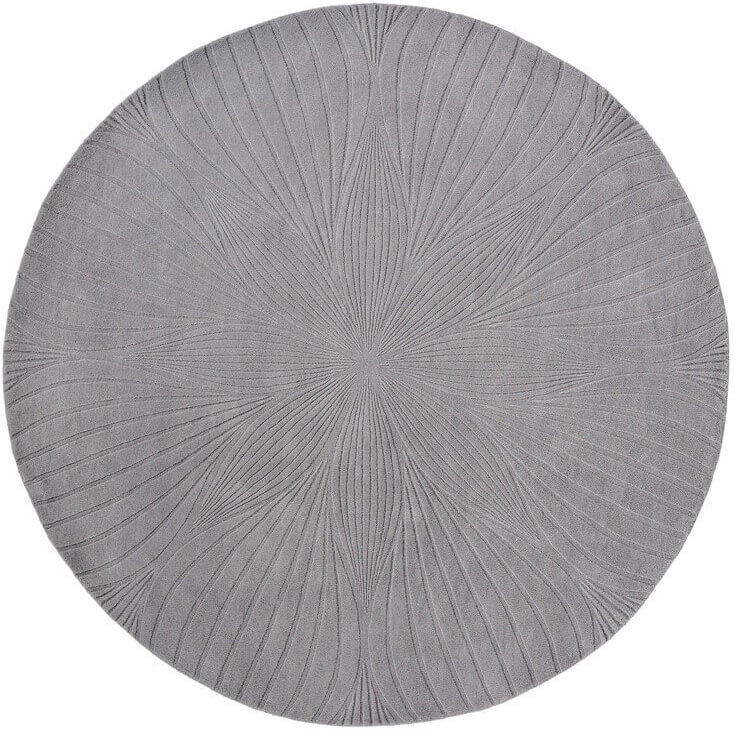 Grey Wool Embossed Circle Rug ☞ Size: Round 6' 7" (Ø 200 cm)