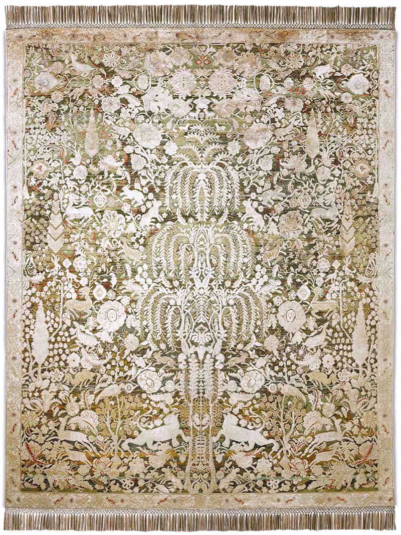 Gold / Green Hand-Woven Rug