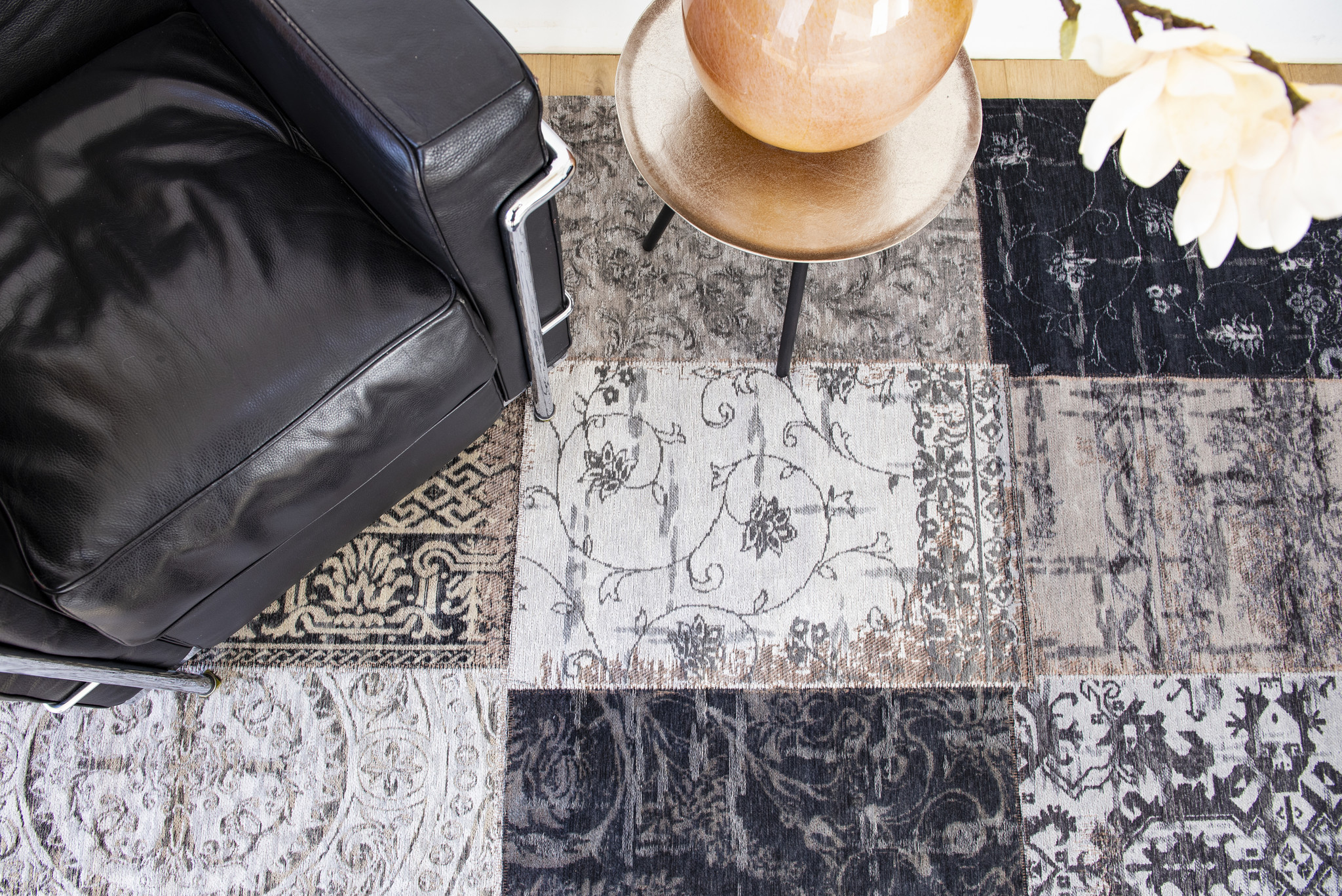 Patchwork Black & White Rug