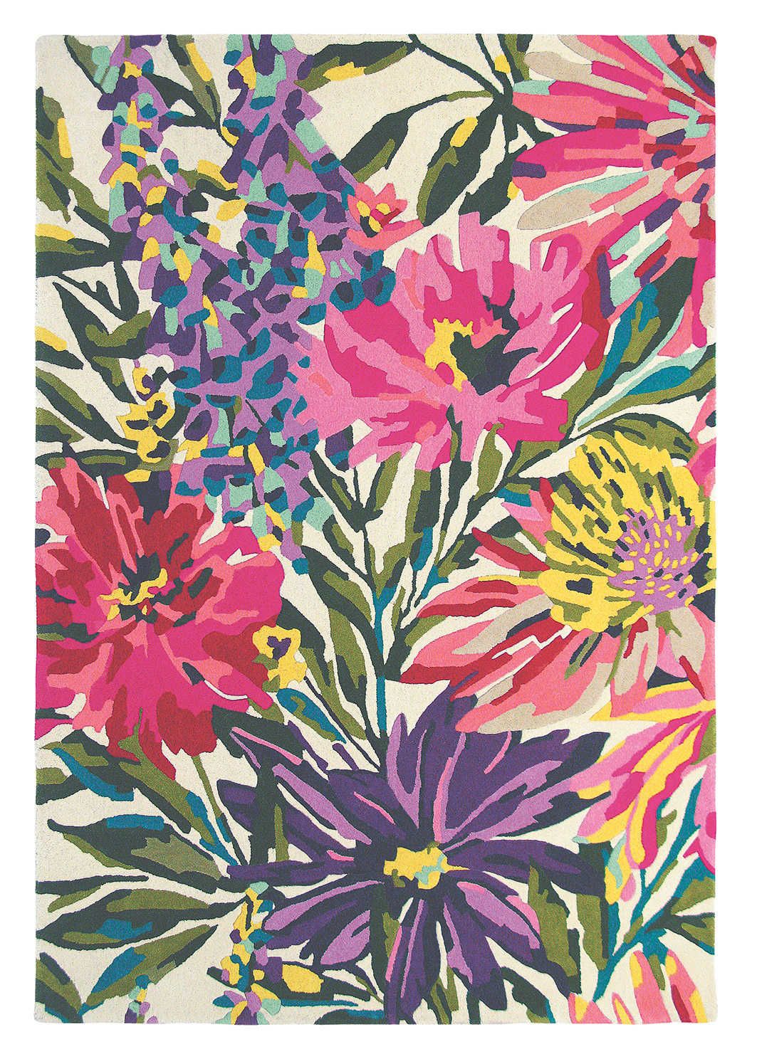 Fuschia Floral Rug ☞ Size: 4' 7" x 6' 7" (140 x 200 cm)