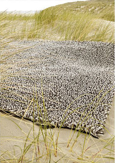 Black And White Shag Gravel Rug