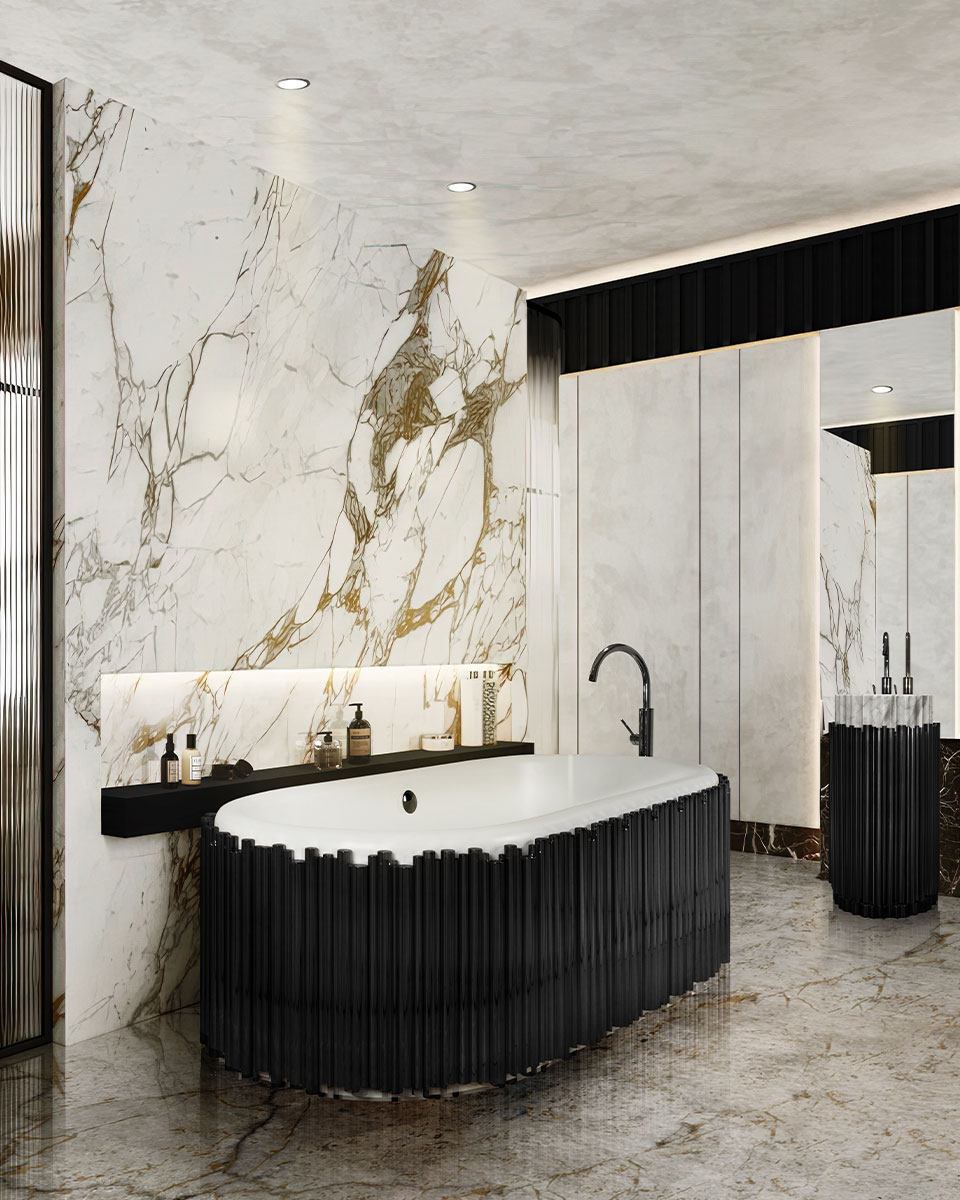 Harmony Black / Gold Pedestal Sink - 2