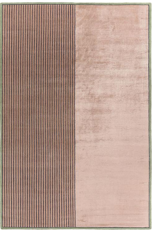 Hand-Knotted Striped Viscose / Wool Rug