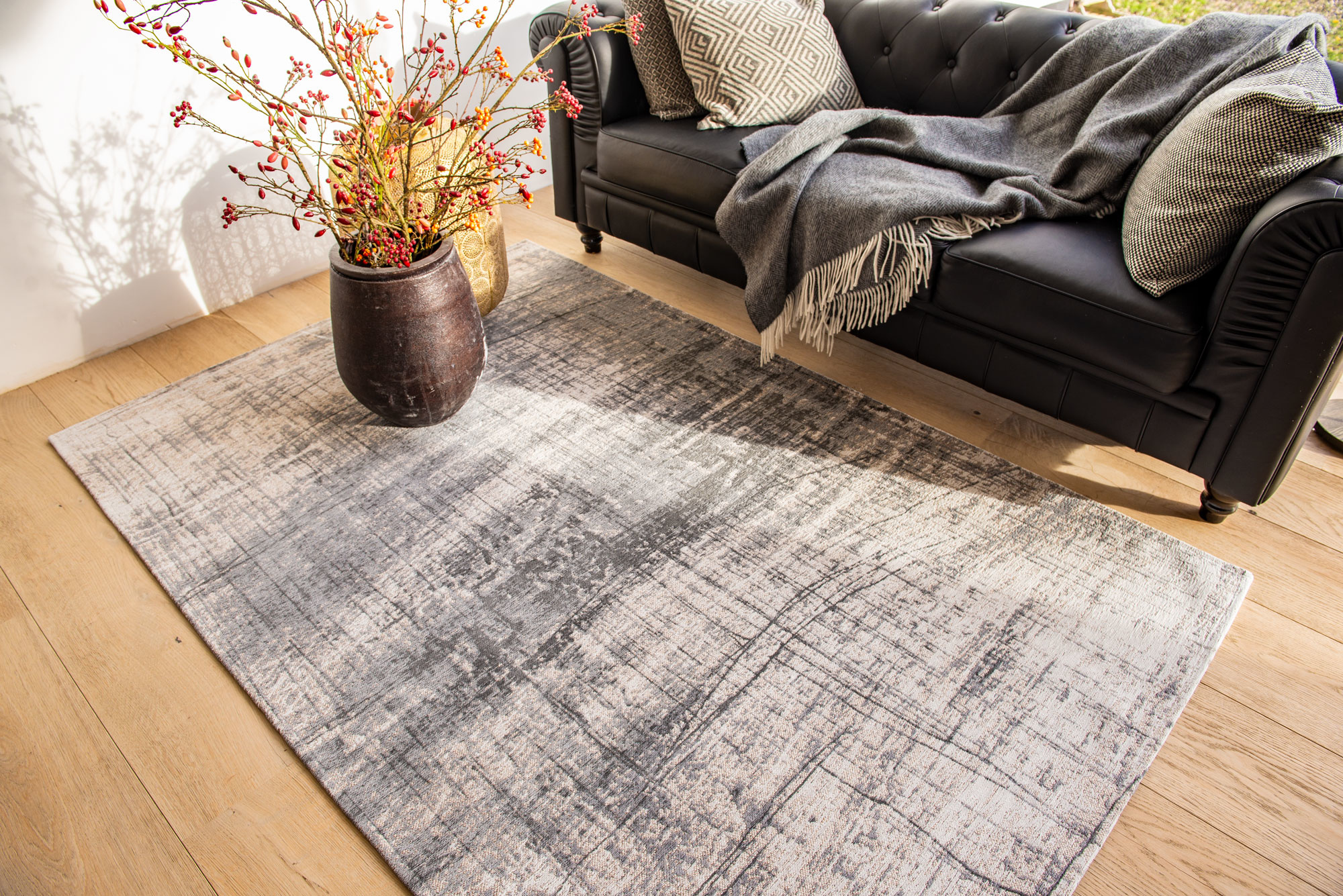 Abstract Flatwoven Grey Rug