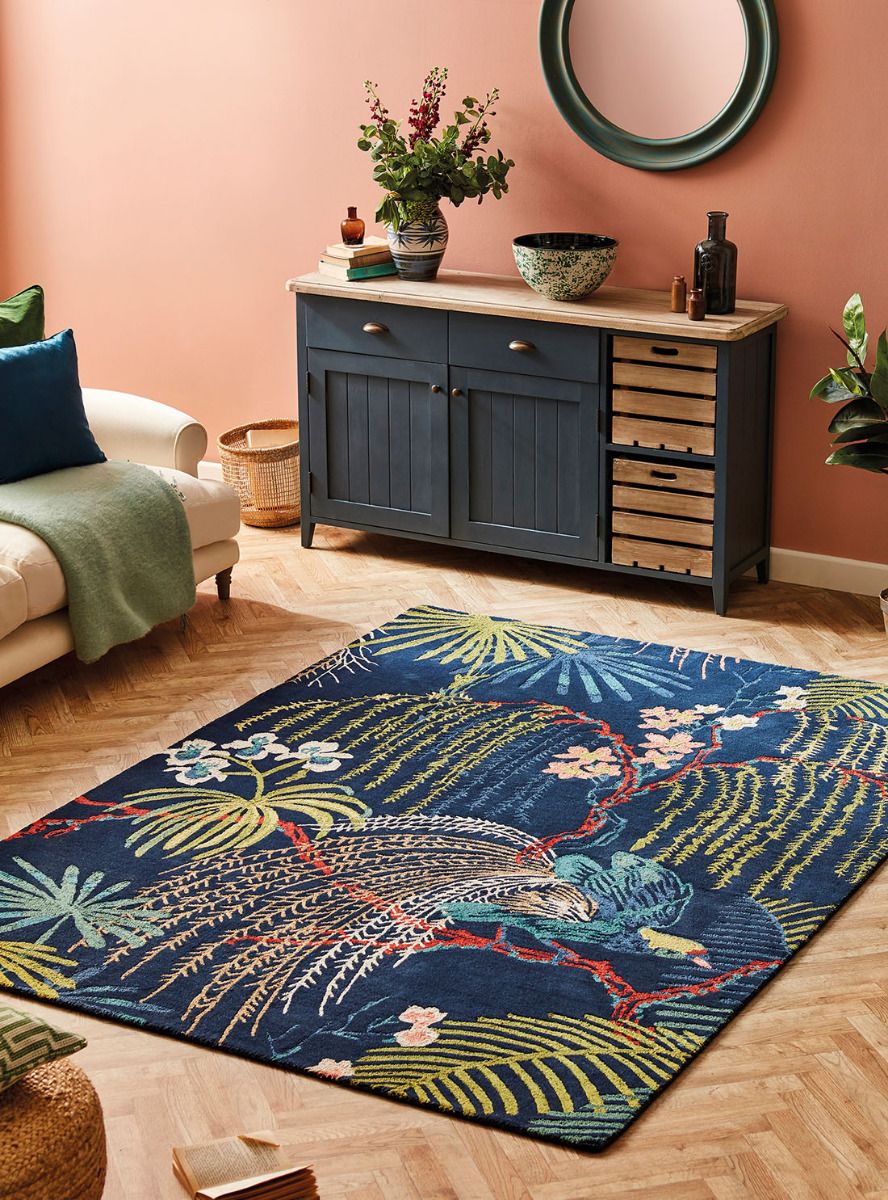 Tropical Night Wool Rug ☞ Size: 4' 7" x 6' 7" (140 x 200 cm)