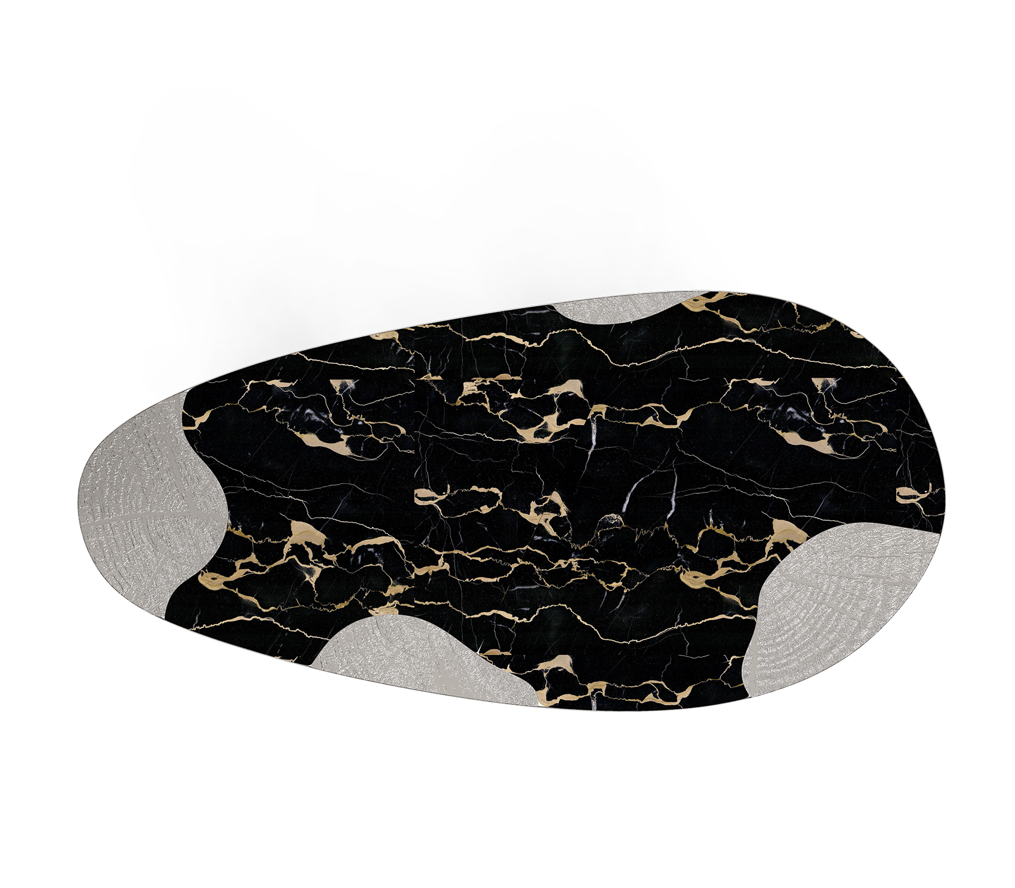 Athena Portoro Marble & Silver Dining Table
