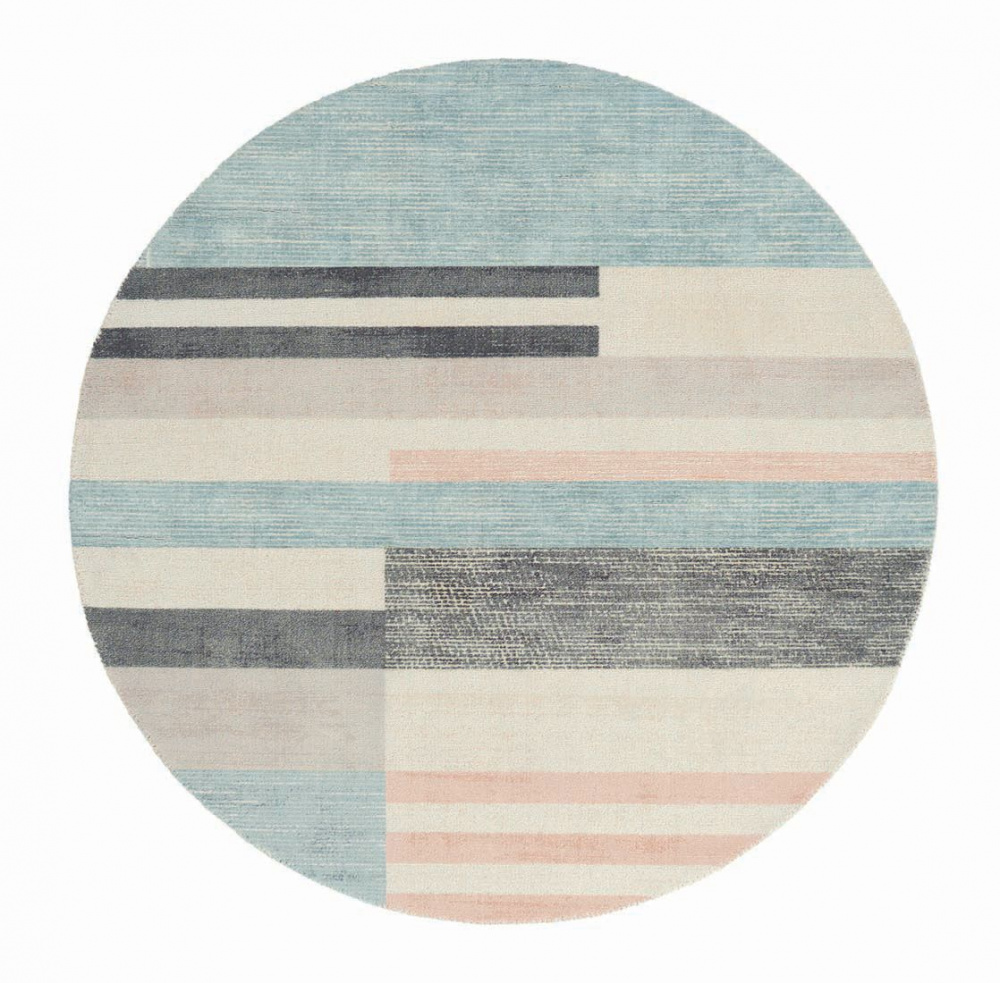 Straight Lines Handloom Wool Circle Rug