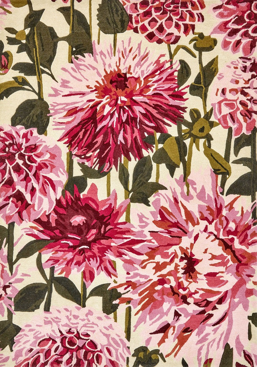 Dahlia Fuchsia / Palm Designer Rug