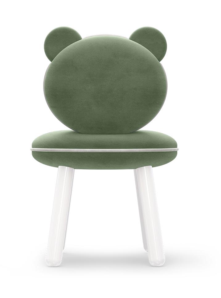 Fluffy Bear Green Kids Chair