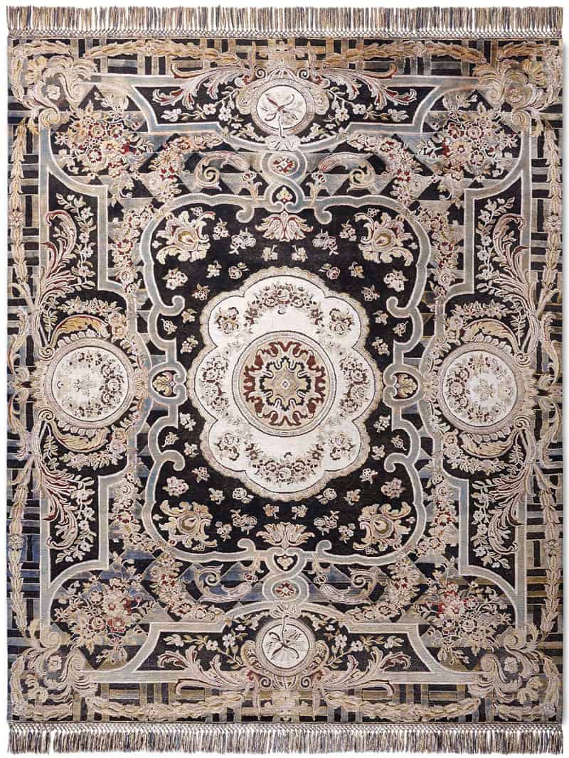 Aubusson Black Luxury Handmade Rug
