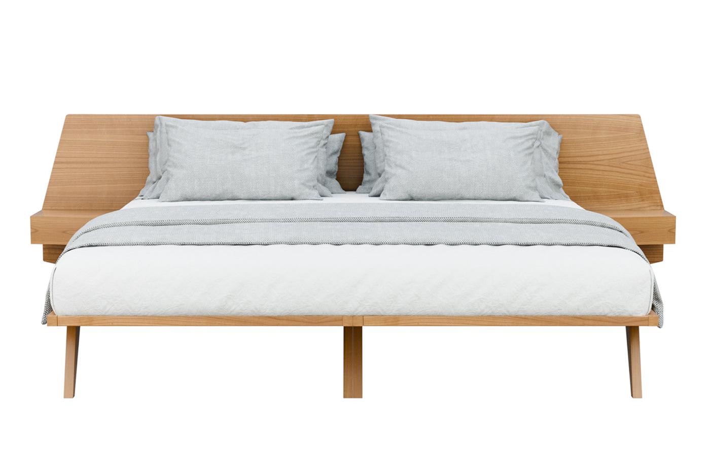 Cherry Wood Bed with Nightstands