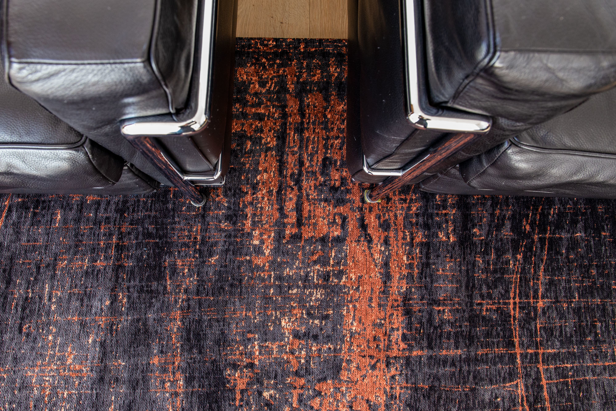 Abstract Flatwoven Black & Orange Rug