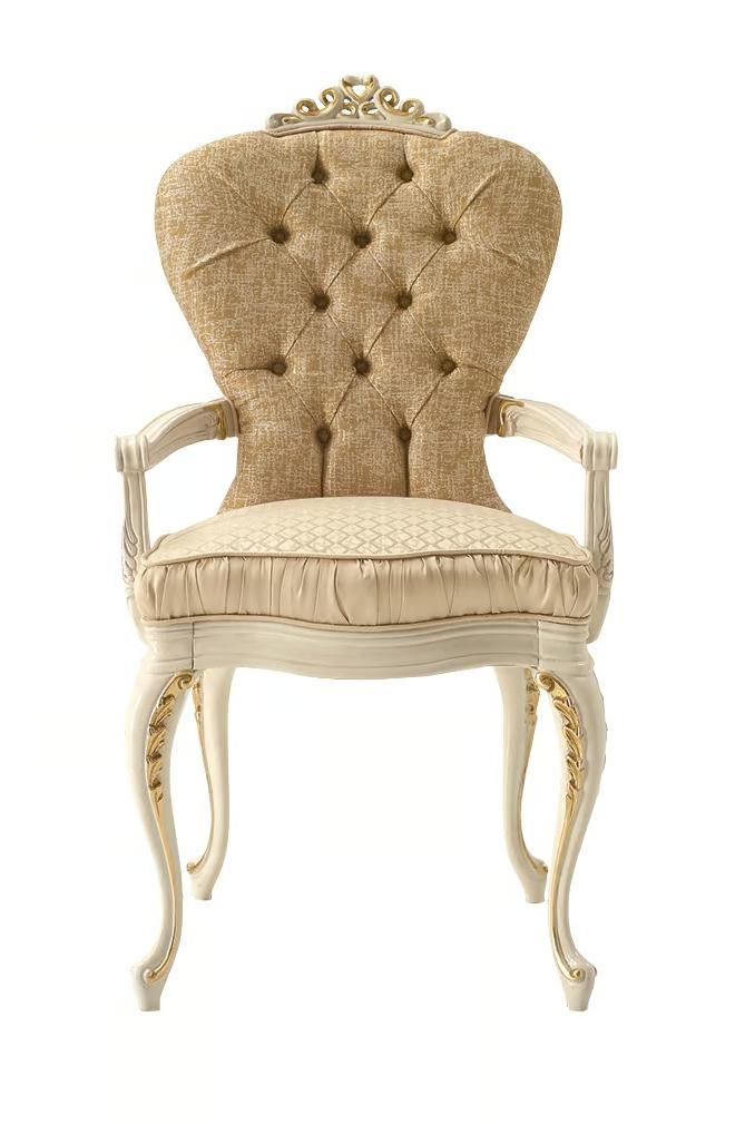 Luxury Italian Fabric Chair with Armrests