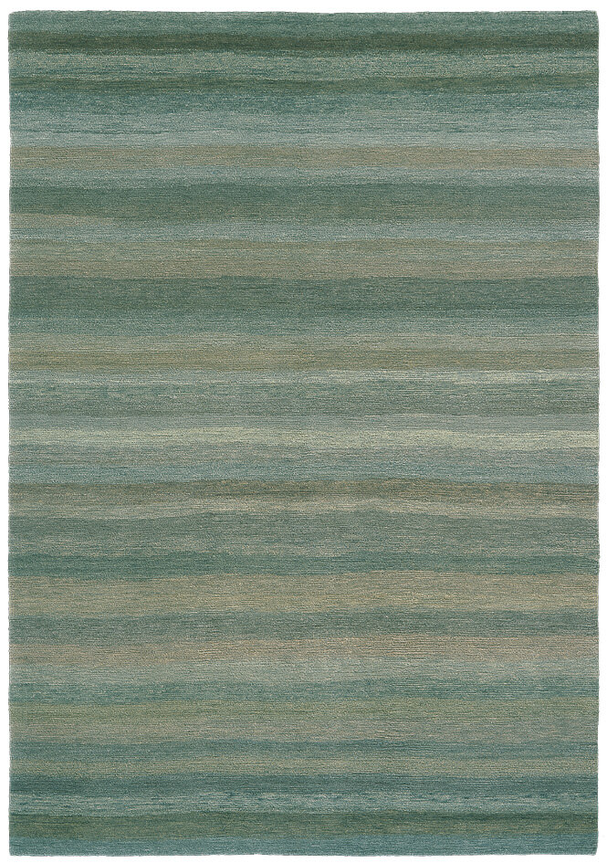 Hand-Knotted Wool Green Stripes Rug