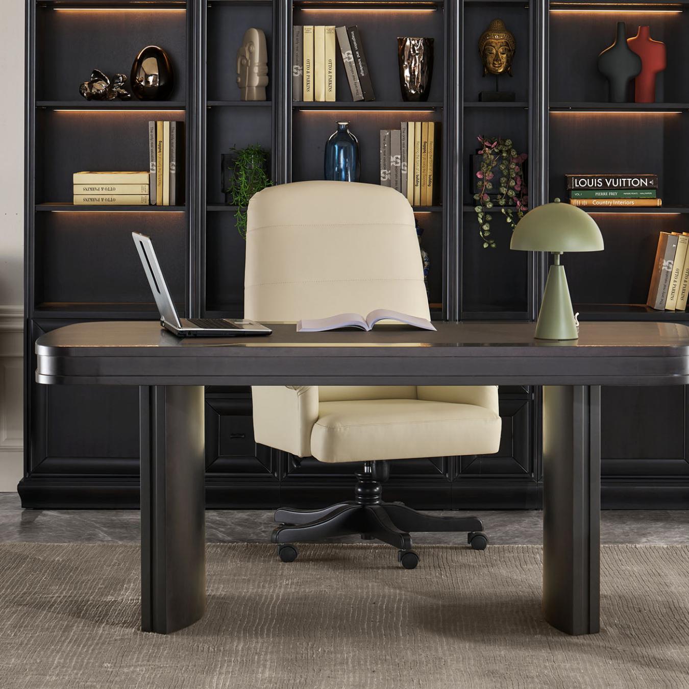 Cream Swivel Office Chair