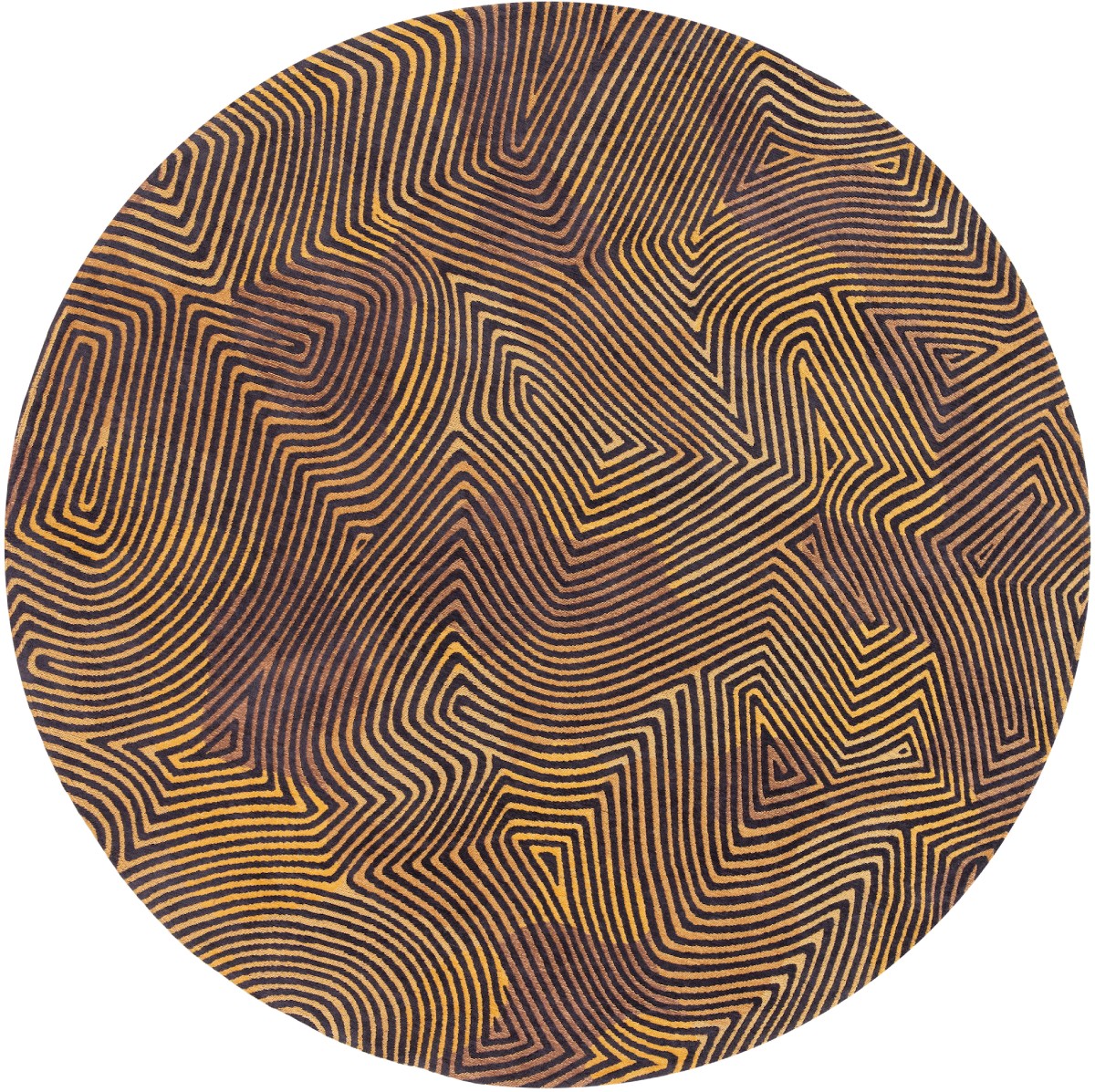 Black Gold Round Rug ☞ Size: Round 8' (Ø 240 cm)