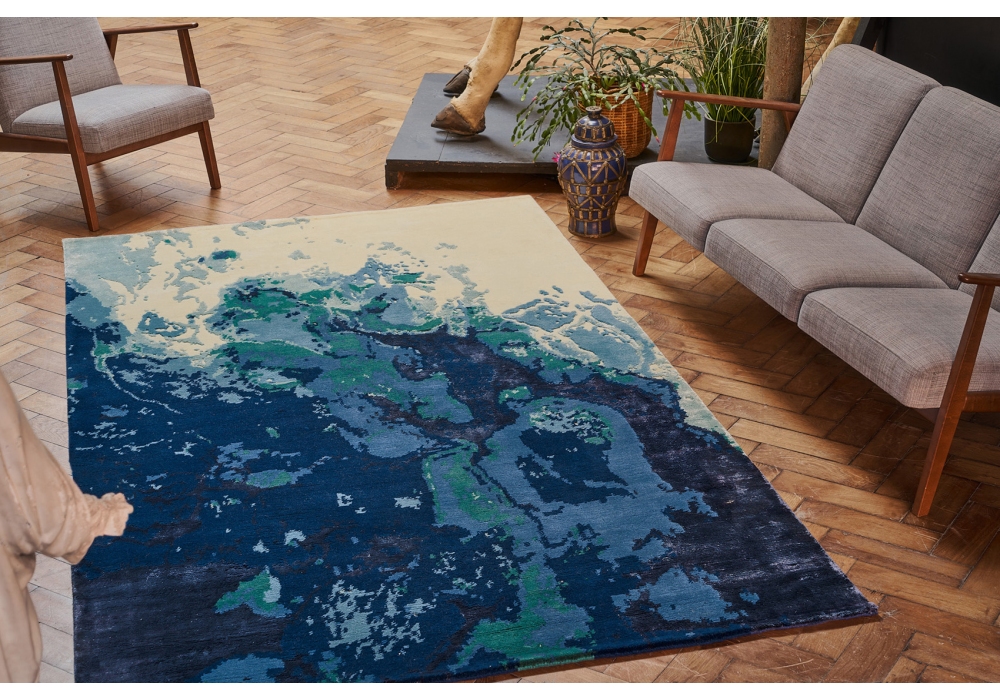 Ocean Wool / Viscose Hand-Knotted Rug