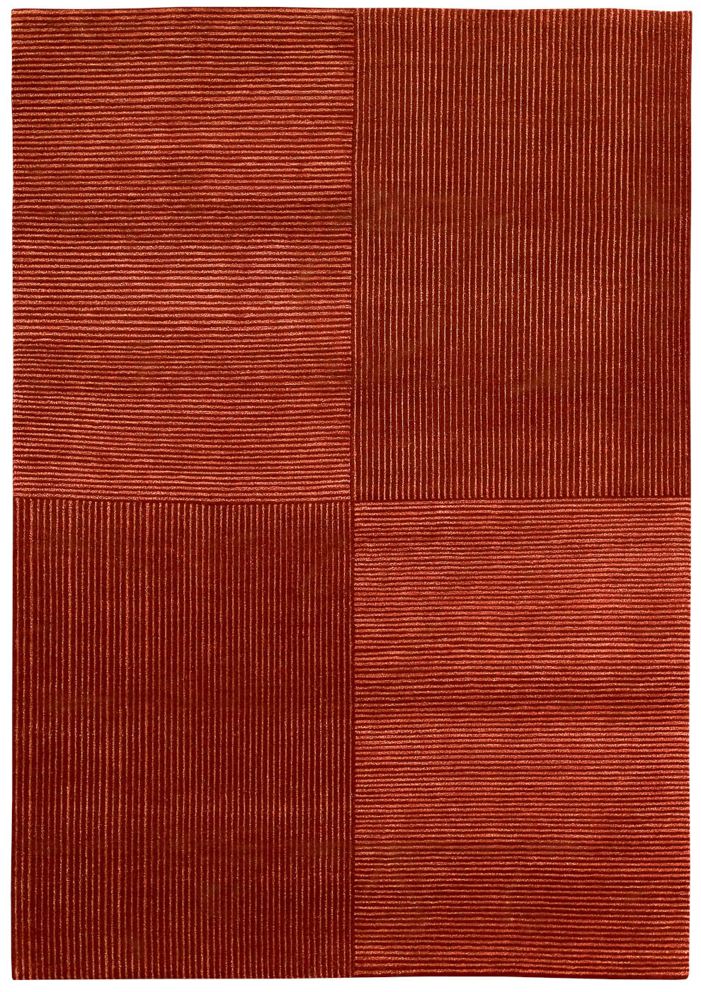 Striped Hand-Knotted Red Rug