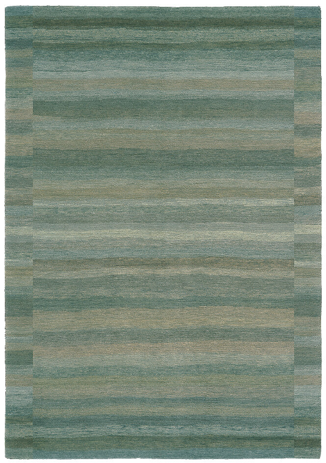 Hand-Knotted Green Line Rug