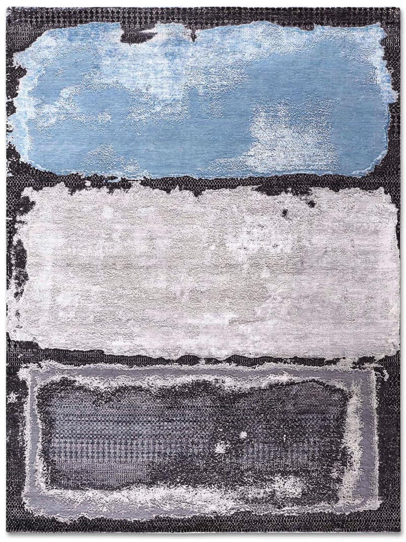 Light Blue Silver Luxury Handmade Rug