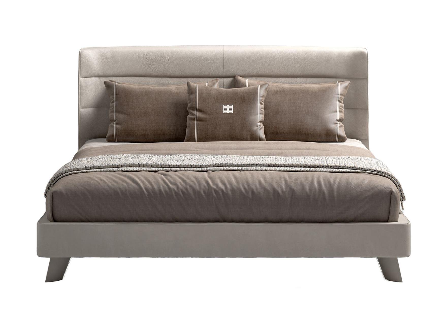 Leather-Covered Bed with Headboard